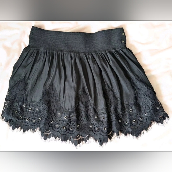 NWT $325 Ramy Brook Black Lace Rue Mini Skirt Size L - Picture 2 of 7